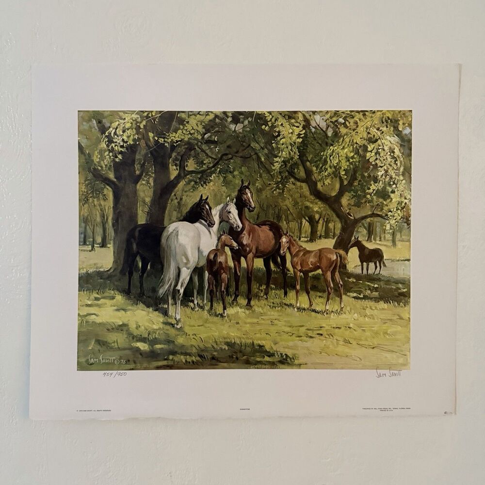 Sam Savitt Summertime LE Signed Horse Print 1978 454/950 19x23”